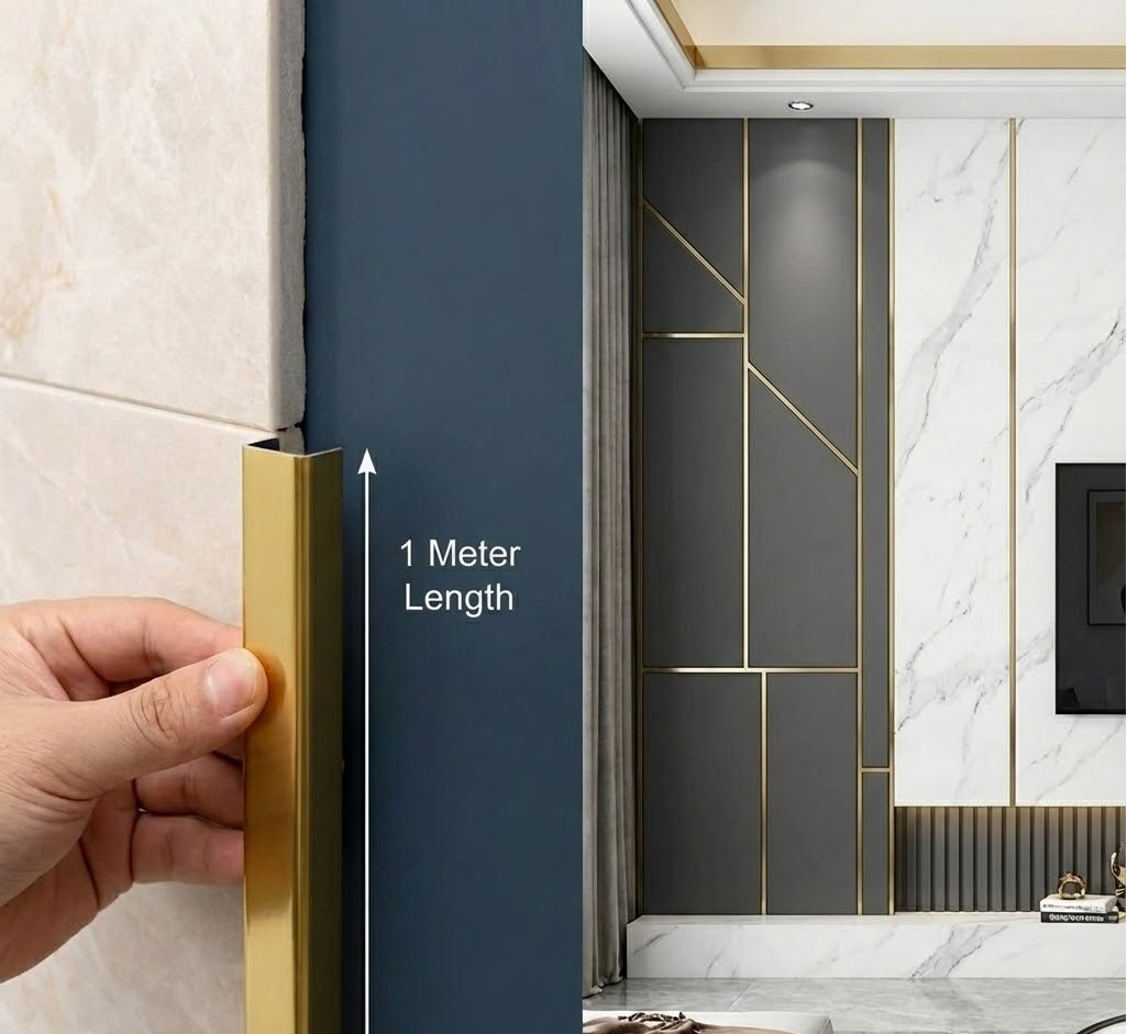 شريط ذهبي للديكور (1 متر) | Gold Metal Trim for Panels